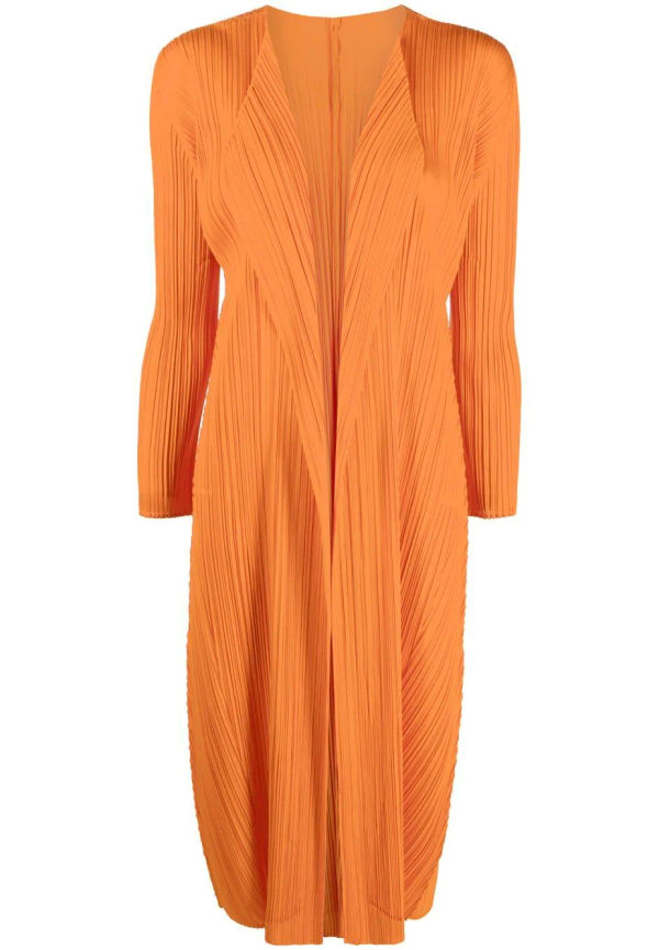 Pleats Please Issey Miyake plisserad kappa med öppen framsida - Orange