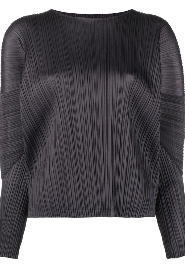 Pleats Please Issey Miyake plisserad långärmad topp - Grå