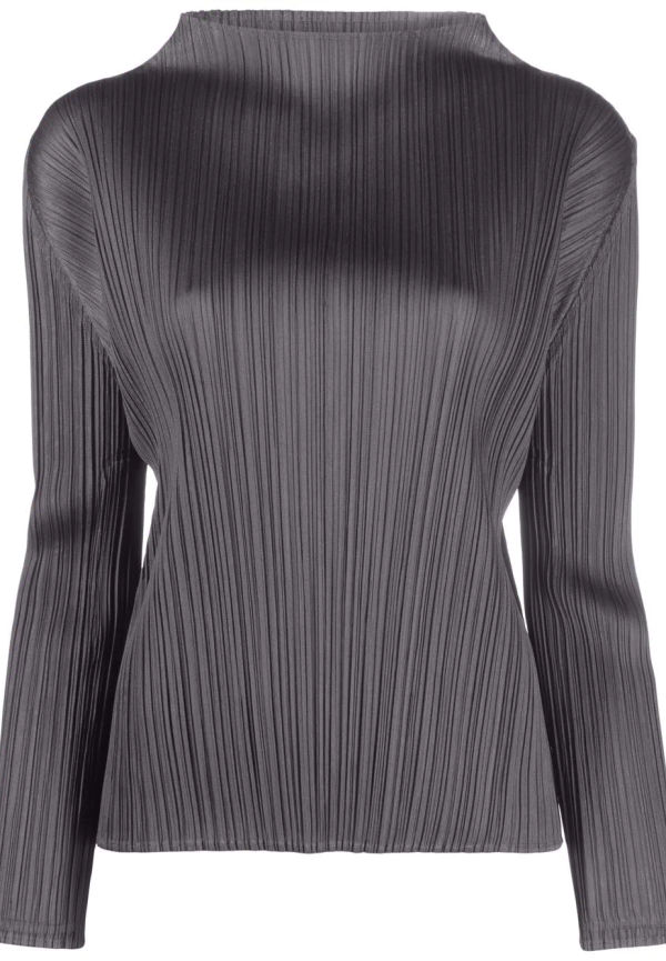 Pleats Please Issey Miyake plisserad långärmad topp - Grå