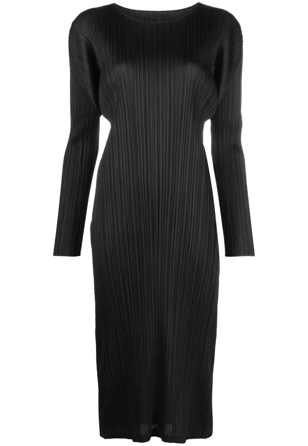Pleats Please Issey Miyake plisserad midiklänning - Svart