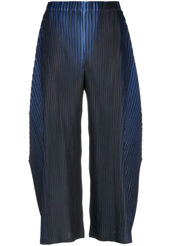 Pleats Please Issey Miyake plisserade byxor med vida ben - Blå