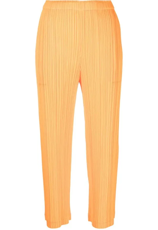 Pleats Please Issey Miyake plisserade trekvartsbyxor - Orange