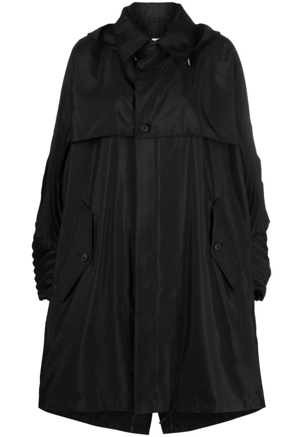 Pleats Please Issey Miyake regnkappa med plisserad ärm - Svart
