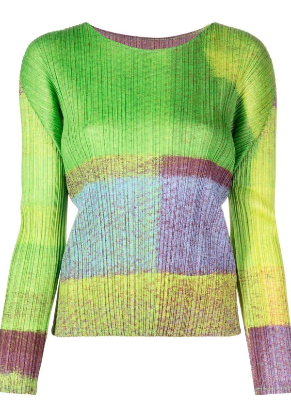 Pleats Please Issey Miyake skjorta med plisserad effekt - Grön
