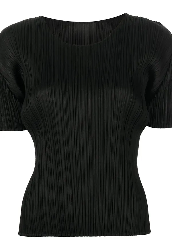 Pleats Please Issey Miyake t-shirt med plisserad design - Svart