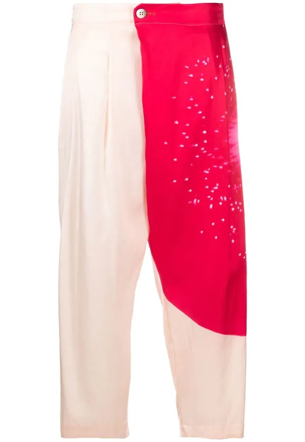 Pleats Please Issey Miyake trekvartsbyxor med färgblock - Rosa