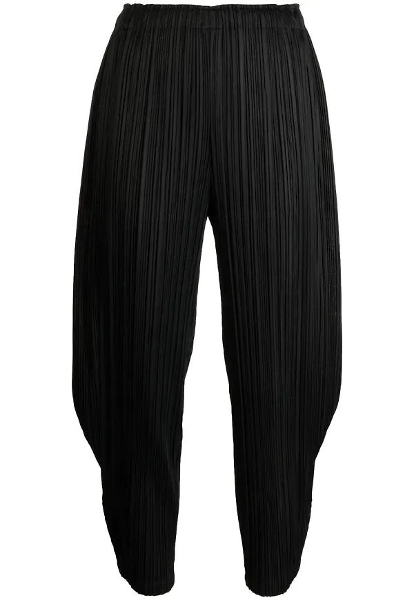 Pleats Please Issey Miyake trekvartsbyxor med plisserad detalj - Svart
