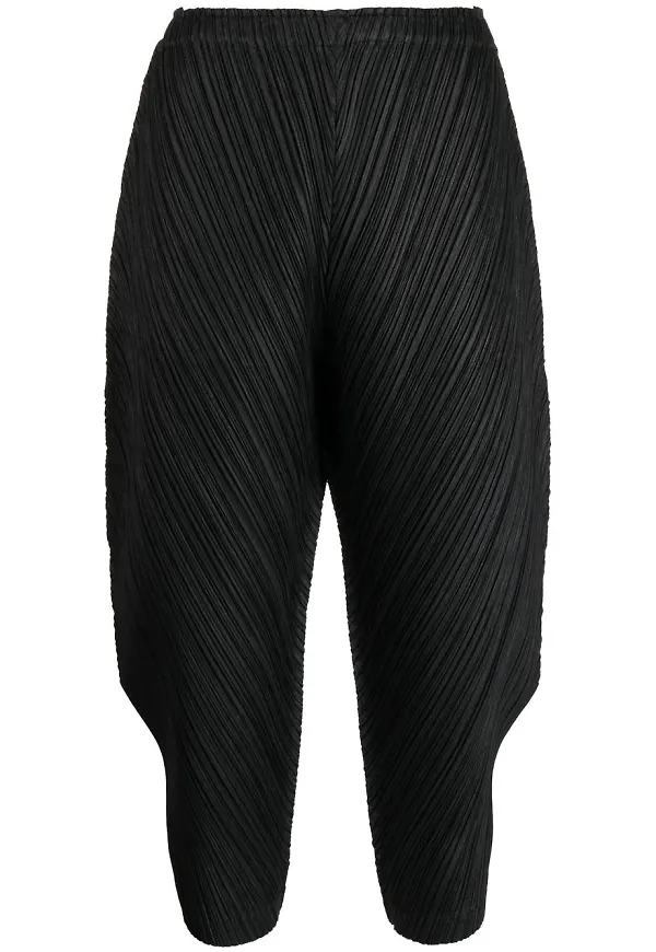 Pleats Please Issey Miyake trekvartsbyxor med plisserad detalj - Svart