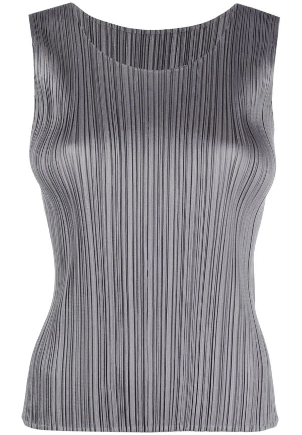 Pleats Please Issey Miyake ärmlös topp med plisserad effekt - Grå
