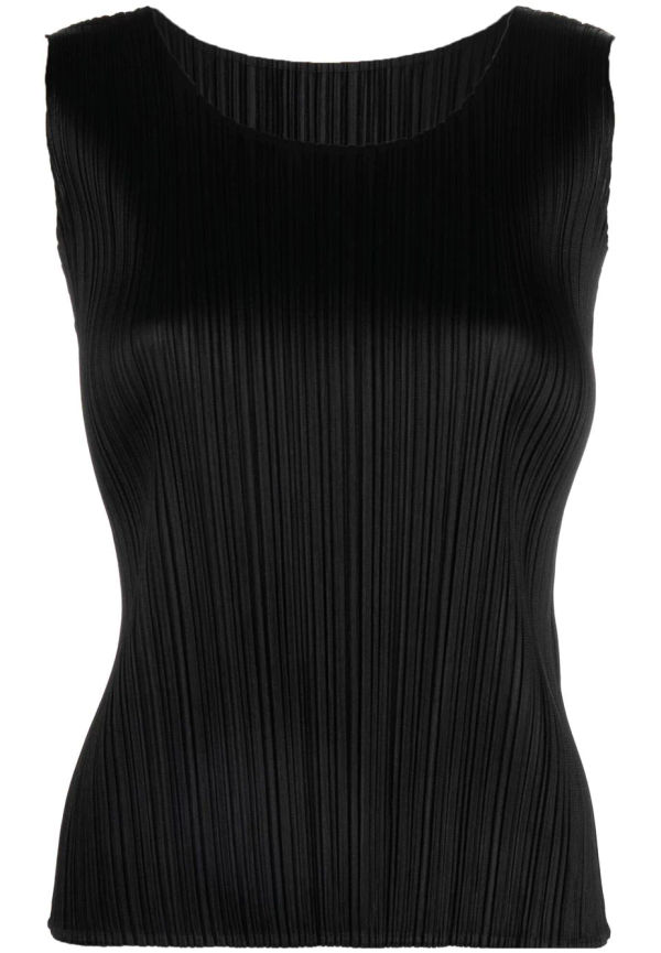 Pleats Please Issey Miyake ärmlös topp med plisserad effekt - Svart