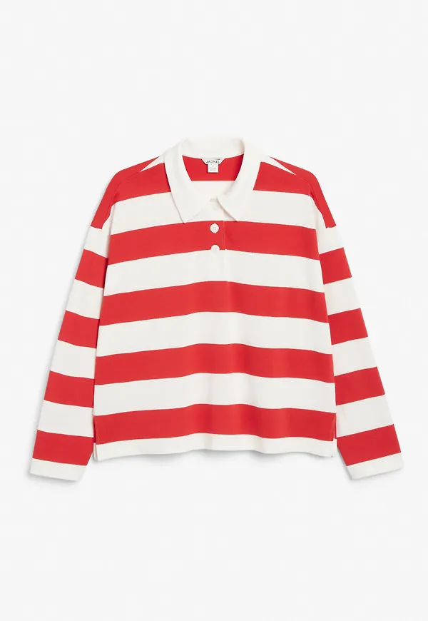 Point collar polo shirt - Red
