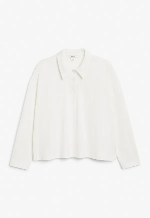 Point collar polo shirt - White