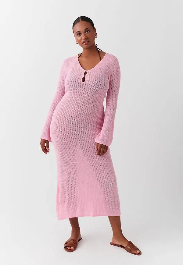 Pointelle knit dress