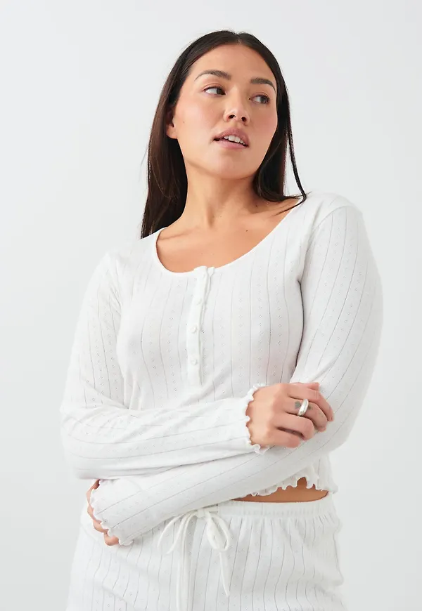 Pointelle long sleeve top