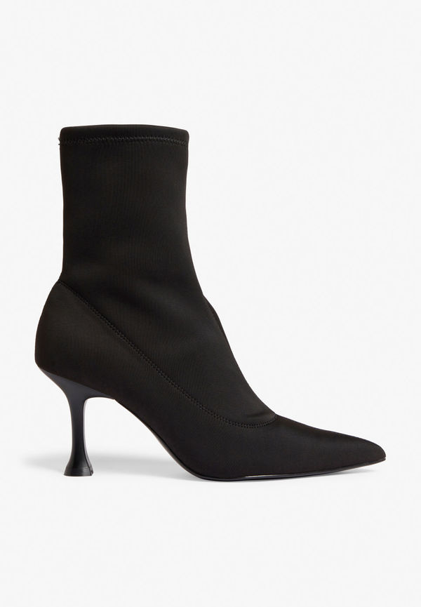 Pointy heeled sock boots - Black