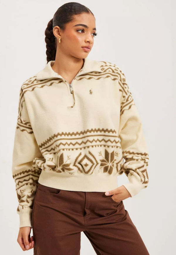 Polo Ralph Lauren - Stickade tröjor - Cream - Swtr Prnthfz-Long Sleeve-Sweatshirt - Tröjor - Knitted sweaters