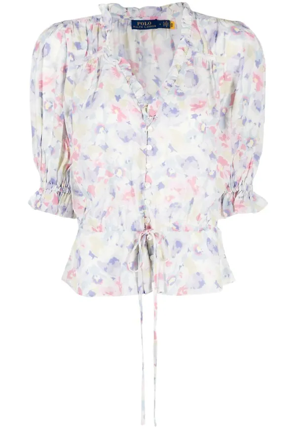 Polo Ralph Lauren blommig chiffongblus - Vit