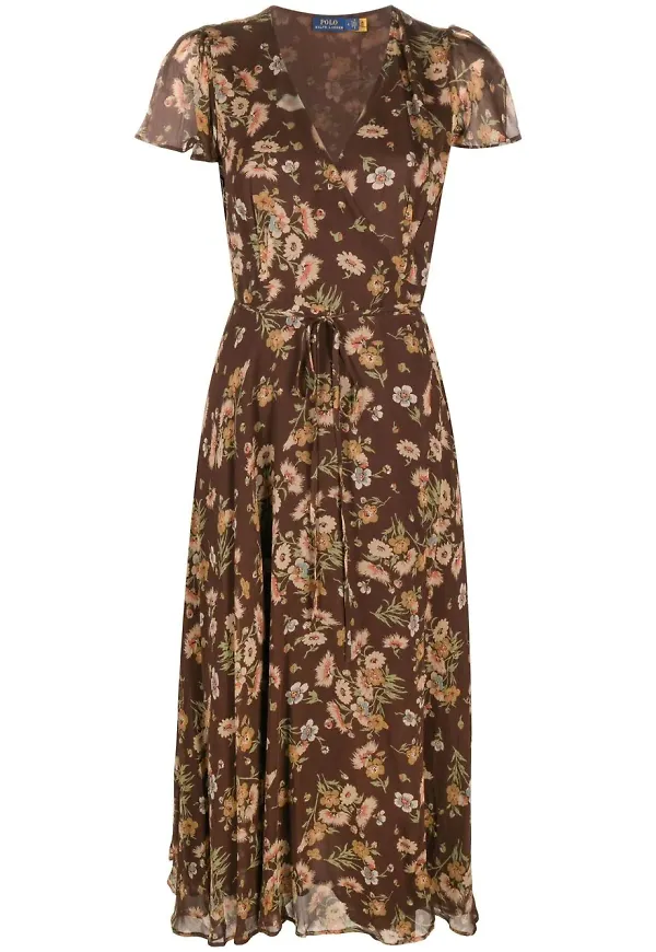Polo Ralph Lauren Ditsy-Sunflower midiklänning - Brun