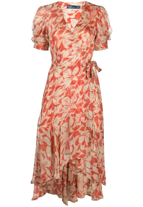 Polo Ralph Lauren Ditsy-Sunflower midiklänning - Orange