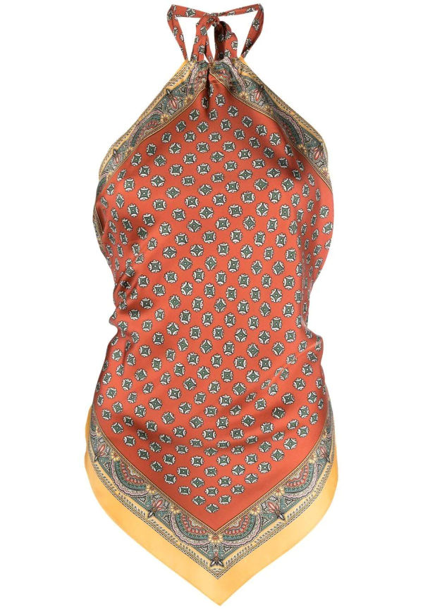 Polo Ralph Lauren halternecktopp med sjaltryck - Orange