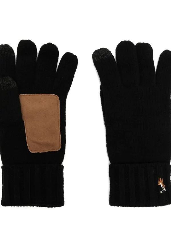 Polo Ralph Lauren handskar med broderade pioner - Svart