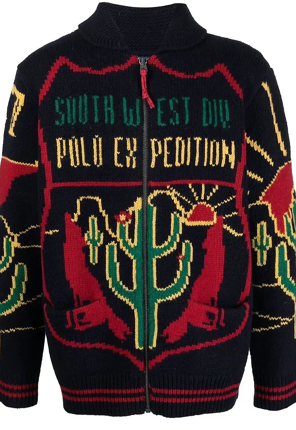 Polo Ralph Lauren intarsiastickad kofta - Blå