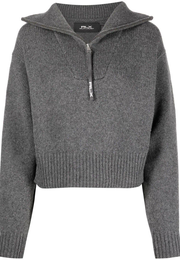 Polo Ralph Lauren intarsiastickad tröja med dragkedja - Grå