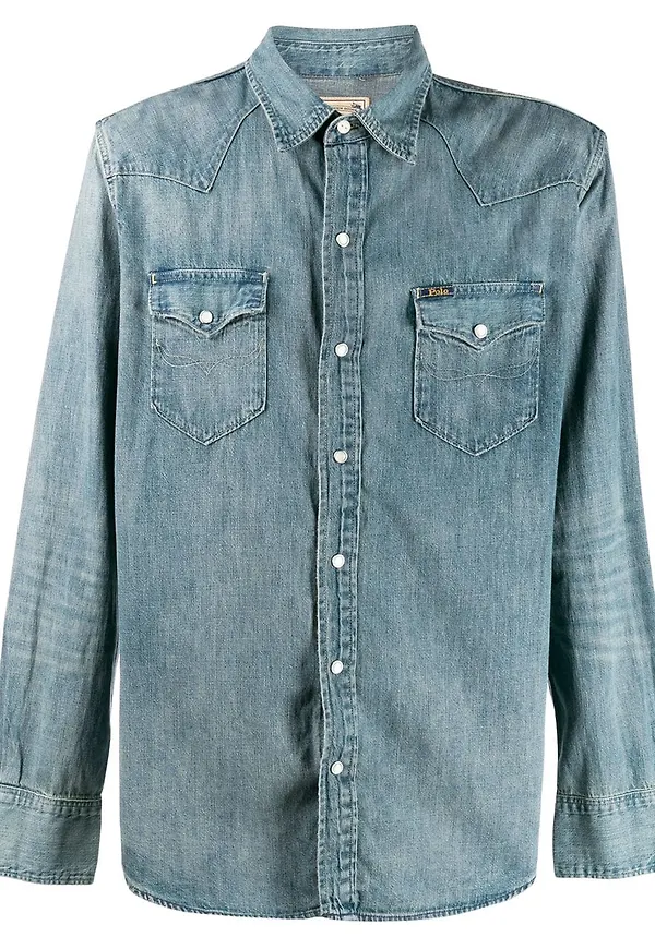 Polo Ralph Lauren jeansskjorta i westernmodell - Blå