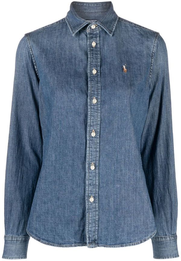 Polo Ralph Lauren jeansskjorta med broderad logotyp - Blå