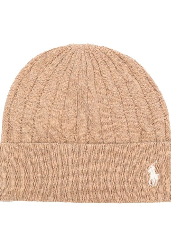 Polo Ralph Lauren kabelstickad mössa med broderad logotyp - Neutral