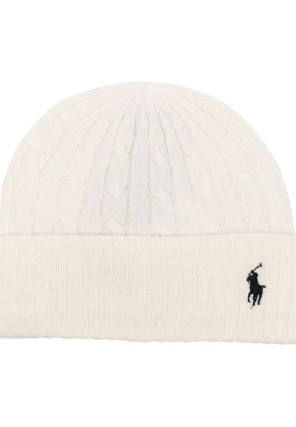 Polo Ralph Lauren kabelstickad mössa med broderad logotyp - Neutral
