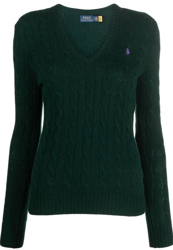 Polo Ralph Lauren kabelstickad tröja med broderad logotyp - Grön