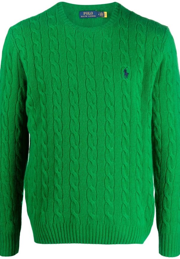 Polo Ralph Lauren kabelstickad tröja med logotyp - Grön