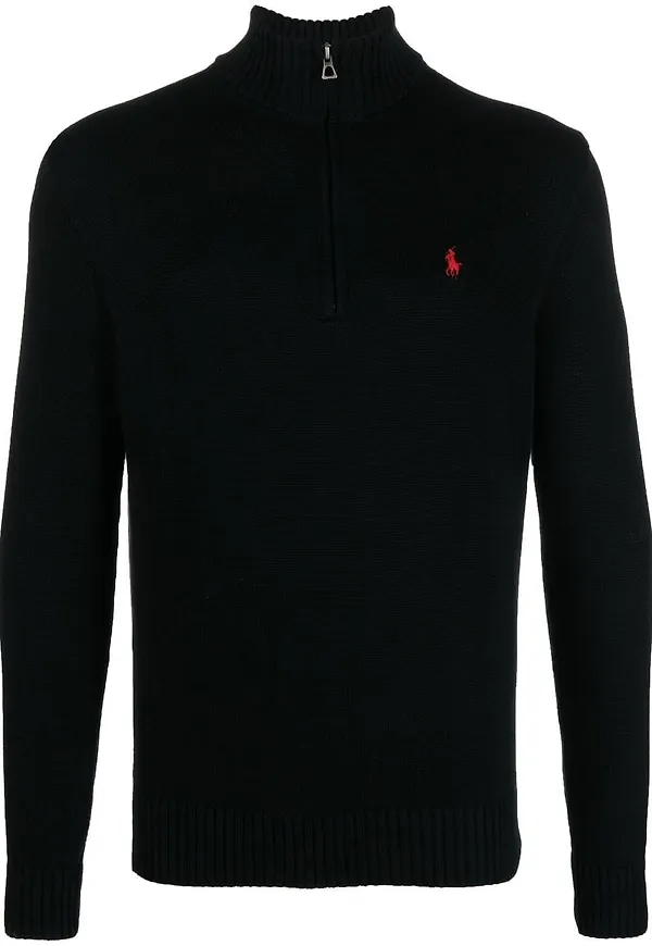 Polo Ralph Lauren kort pullover med dragkedja - Svart