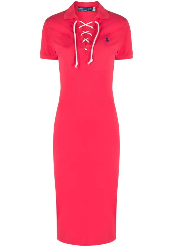 Polo Ralph Lauren kortärmad klänning med broderat motiv - Rosa