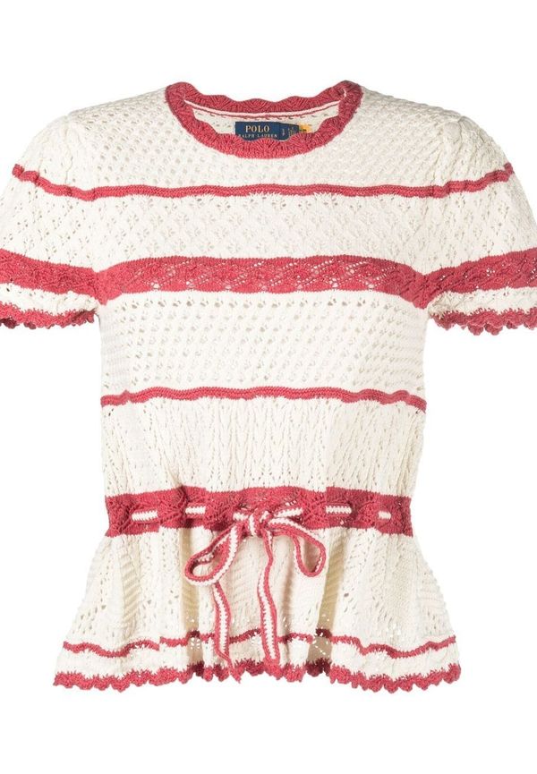 Polo Ralph Lauren kortärmad stickad topp - Neutral