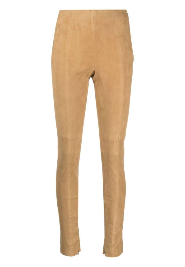 Polo Ralph Lauren läderleggings med tonade stygn - Neutral