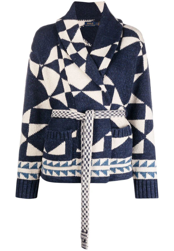 Polo Ralph Lauren långärmad kofta med geometriskt mönster - Blå