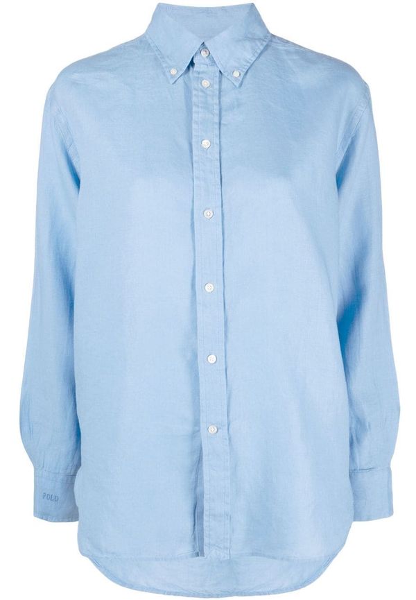 Polo Ralph Lauren långärmad volangblus - Blå