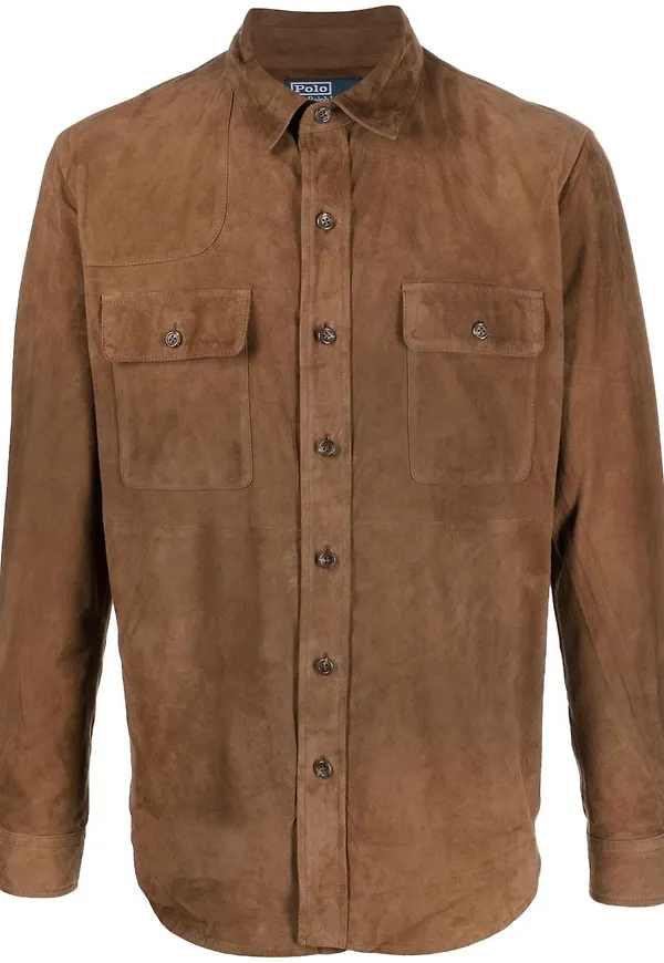 Polo Ralph Lauren långärmad överskjorta i mocka - Brun