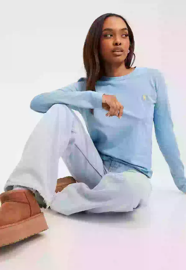 Polo Ralph Lauren Newlsrltpp-Long Sleeve-T-Shirt T-shirts Blue