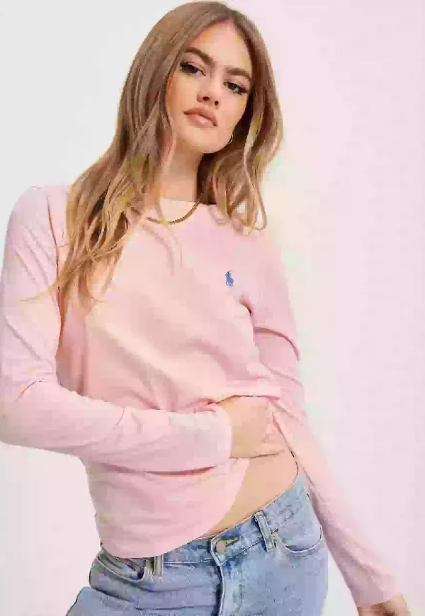 Polo Ralph Lauren Newlsrltpp-Long Sleeve-T-Shirt T-shirts Pink