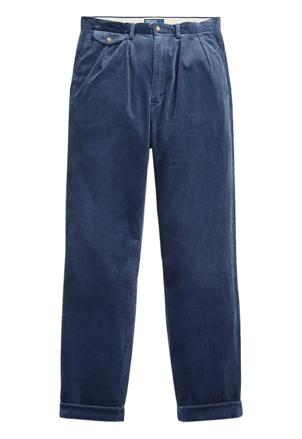 Polo Ralph Lauren plisserade manchesterbyxor - Blå
