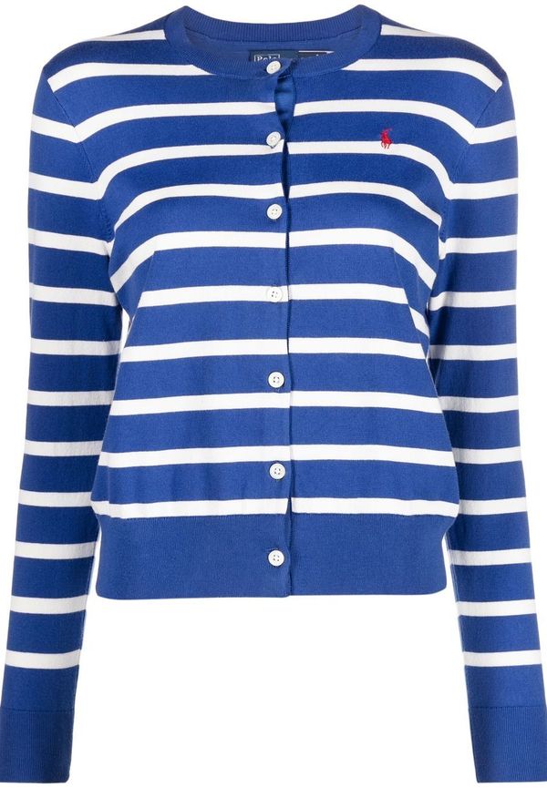 Polo Ralph Lauren Polo Pony randig kofta med logotyp - Blå