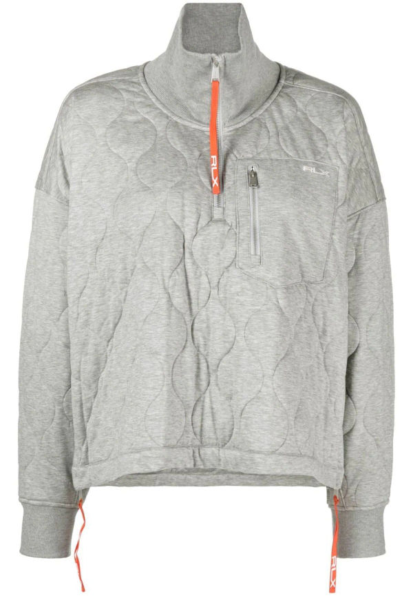 Polo Ralph Lauren quiltad sweatshirt med halv dragkedja - Grå