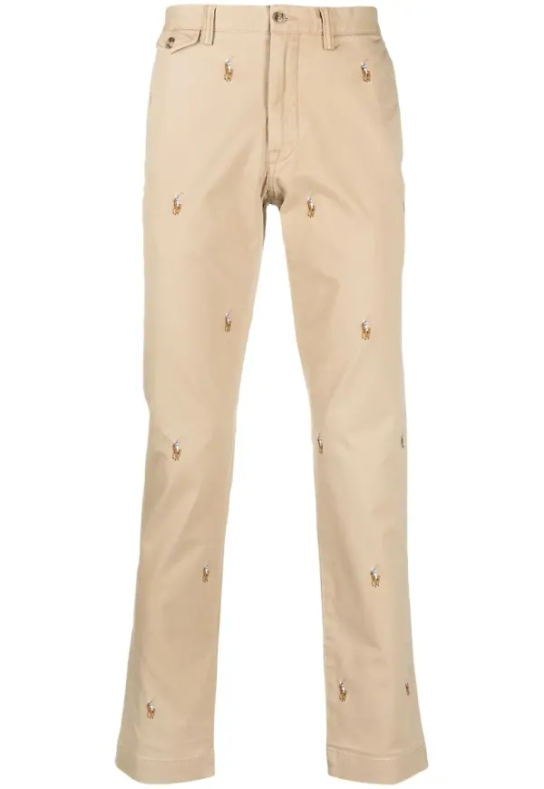 Polo Ralph Lauren raka byxor med brodyr - Neutral