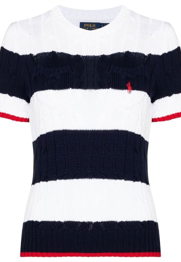 Polo Ralph Lauren randig kabelstickad topp - Blå