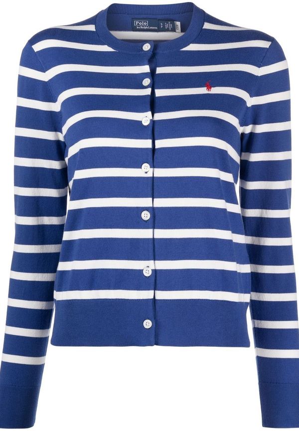 Polo Ralph Lauren randig kofta med broderad logotyp - Blå