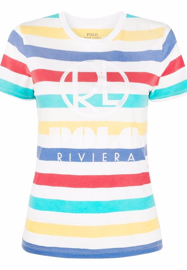 Polo Ralph Lauren randig kortärmad t-shirt - Vit