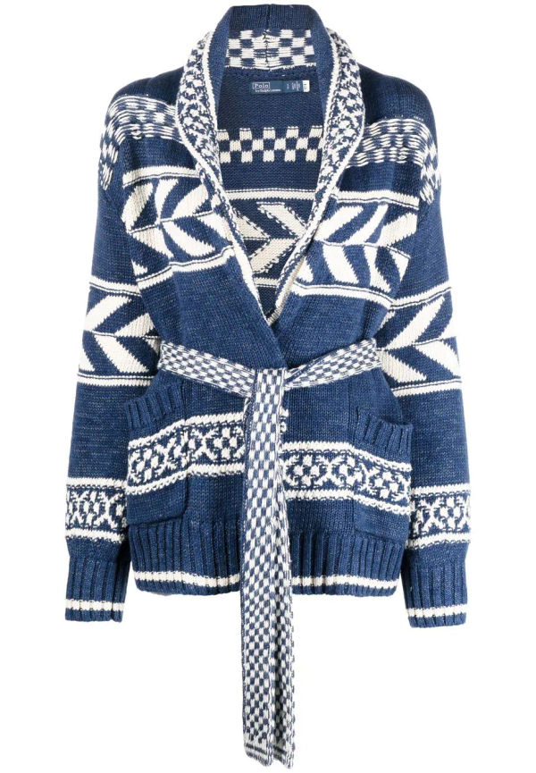 Polo Ralph Lauren randig lång kofta - Blå